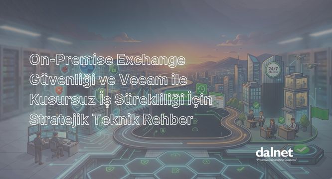 On-Premise Exchange sunucusu için siber güvenlik katmanları ve Veeam yedekleme mimarisi diyagramı.